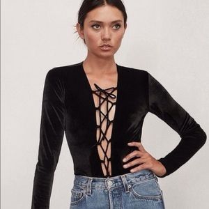 REFORMATION Avalon velvet bodysuit